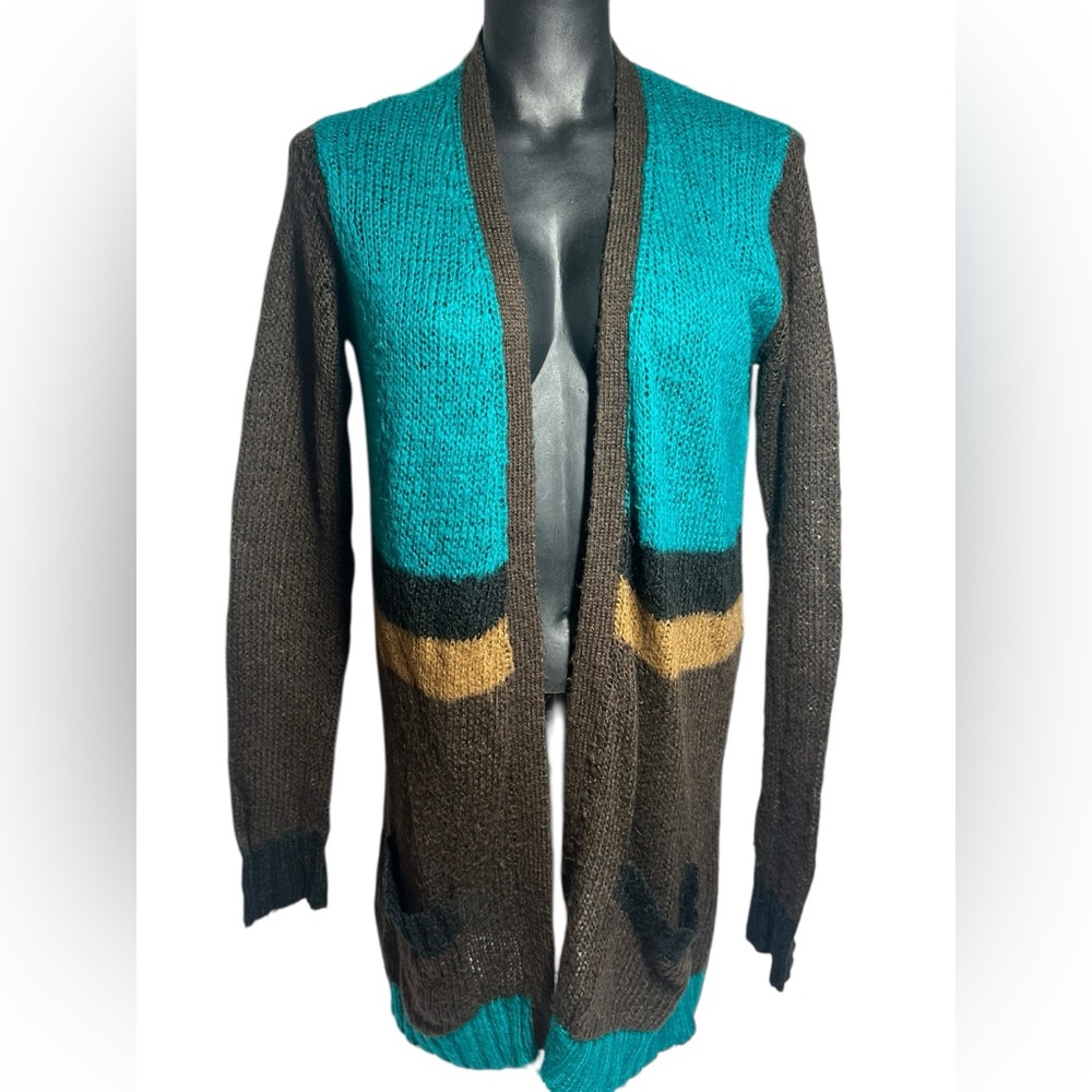 Wooden Ships Cardigan Sweater Women's Small/Medium Open Front Colorblock